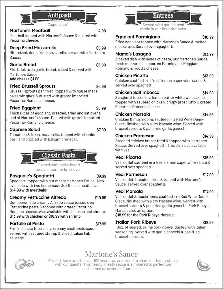 Martone's Italian Restaurant Menu image 3